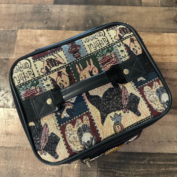 Handbags - Tapestry Cosmetic Bag with Black Accents